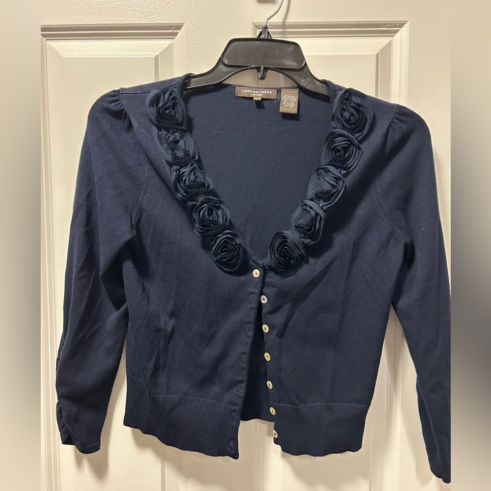 Linda Matthews navy cardigan